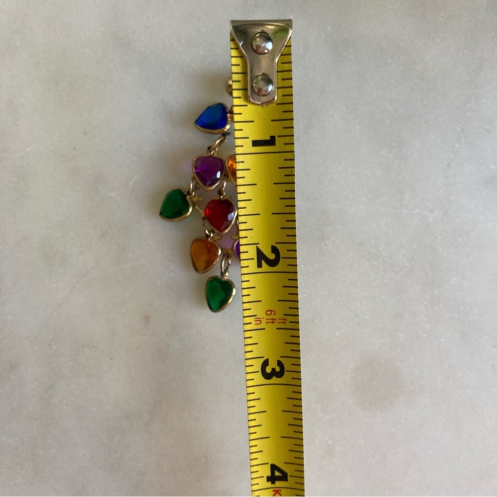 90’s Multi Colored Heart Gem Earrings - Picture 4 of 5